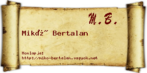 Mikó Bertalan névjegykártya